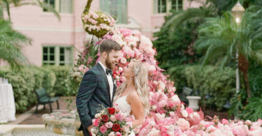 rose wedding with a floral peacock