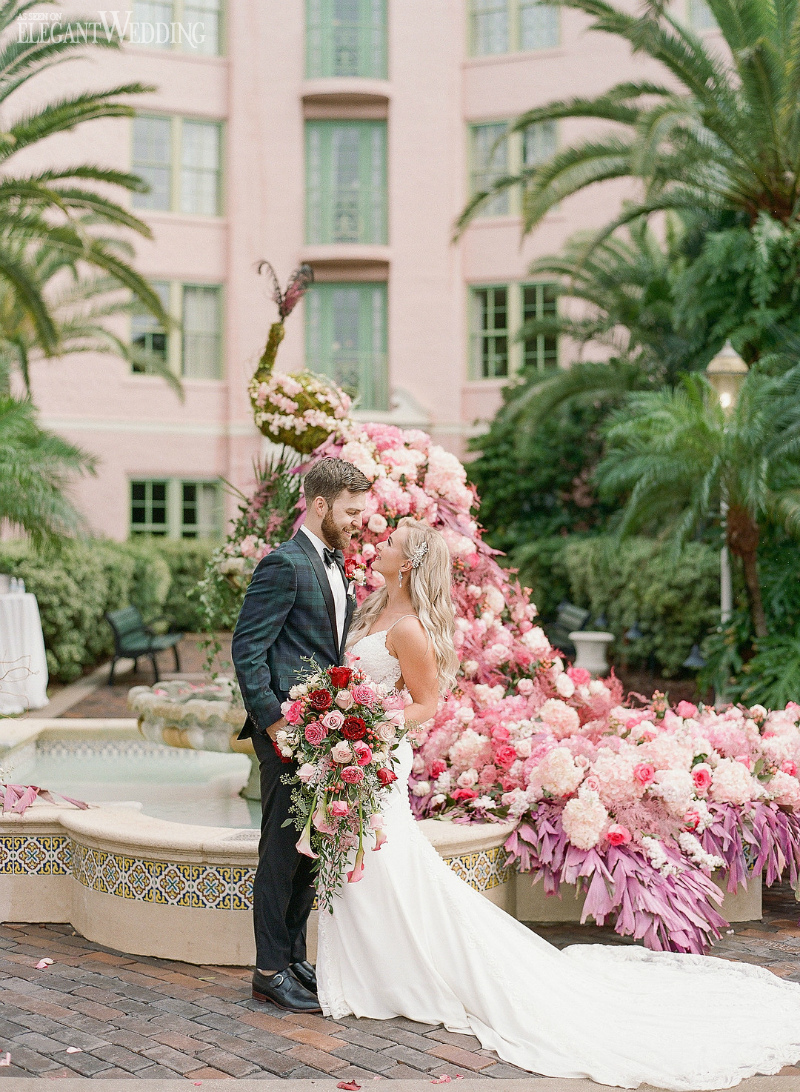 rose wedding with a floral peacock