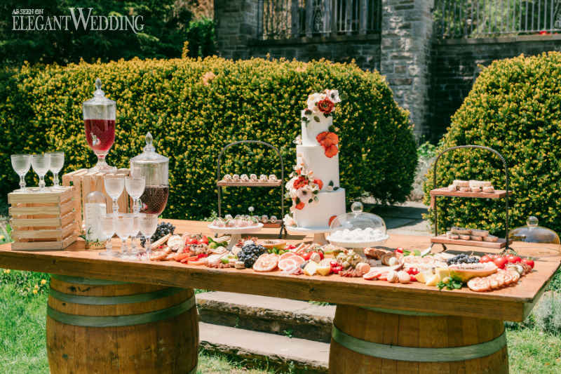 rustic tuscan sweet table at a micro wedding