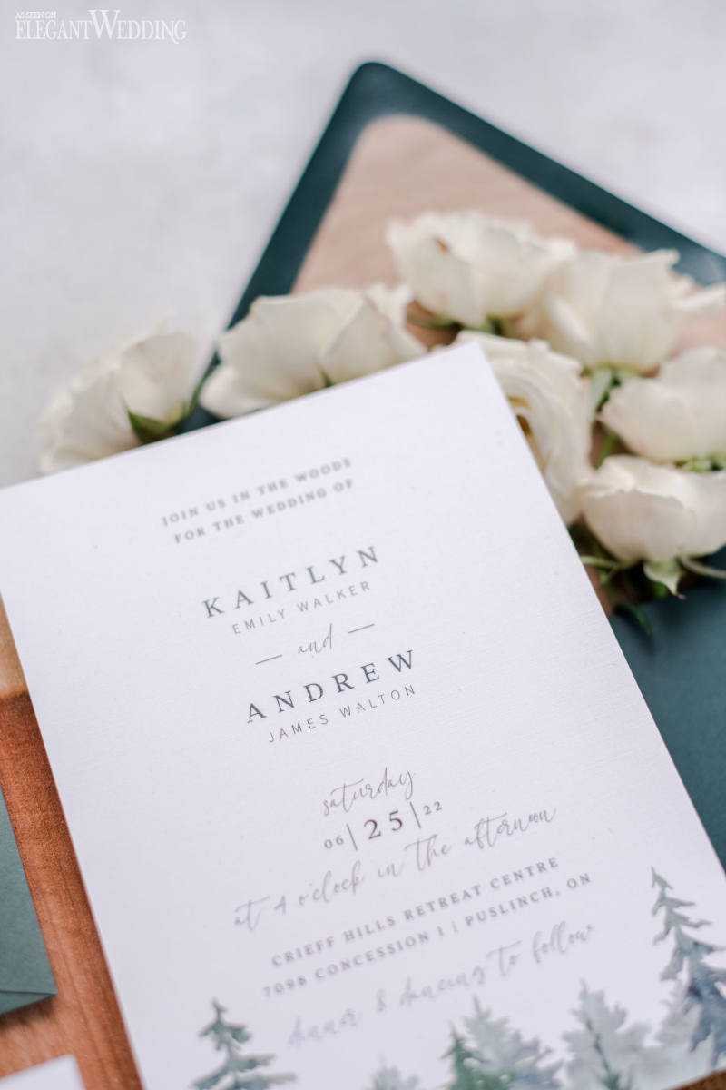 green and white wedding invitations for garden wedding