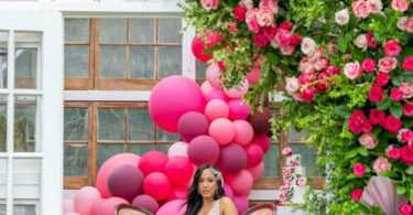 gorgeous pink and green weddin balloon decor