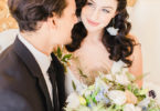 bride and groom with a bridal bouquet