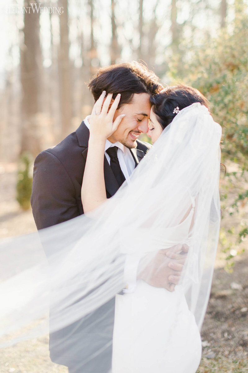 bride and groom in a romantic wedding