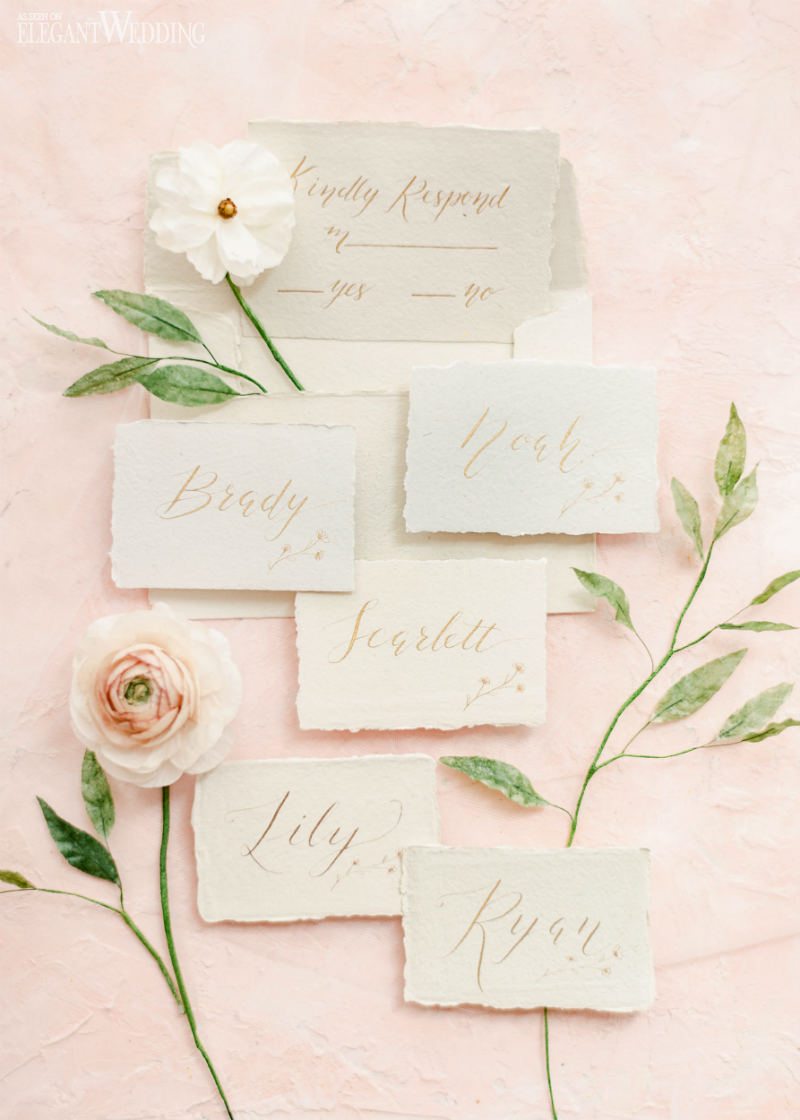 name cards for a garden wedding theme