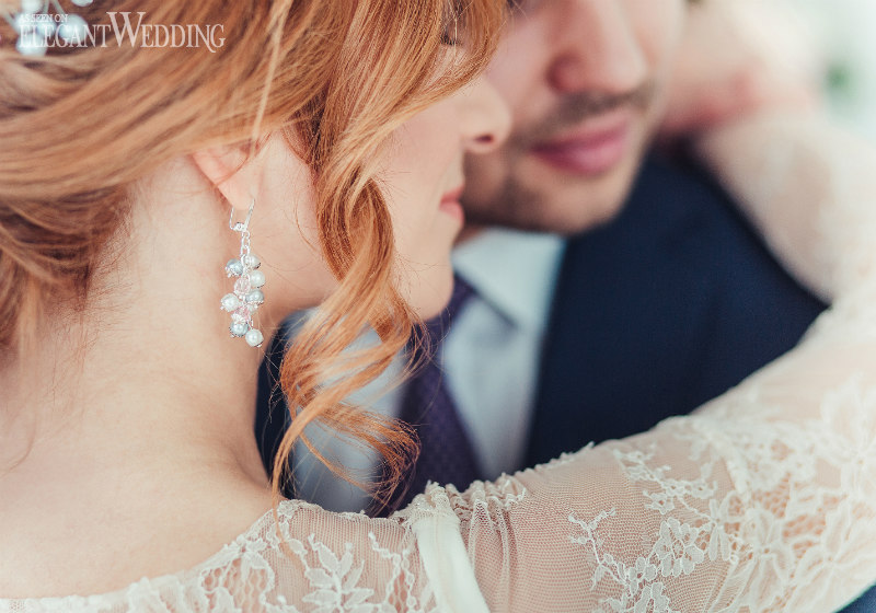 wearing diamond earings on your wedding day