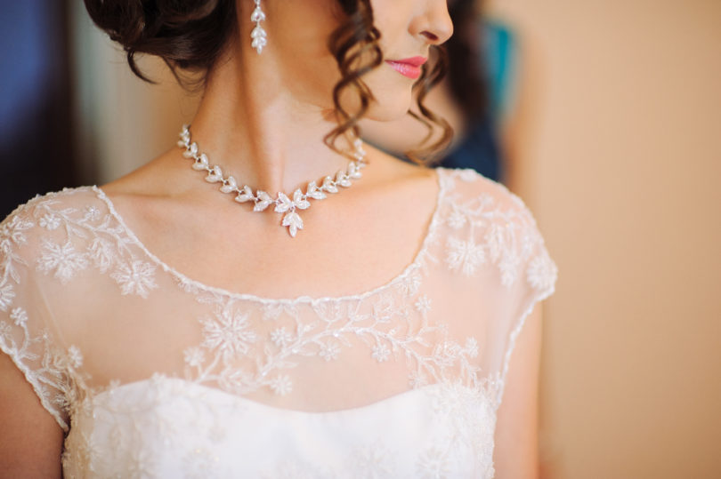 wearing diamonds on your wedding day necklace