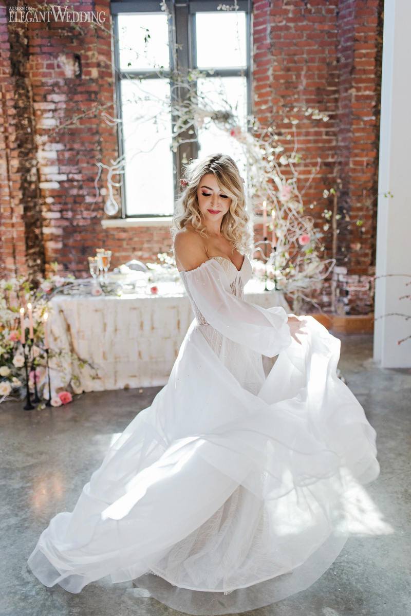 twirling bride in a fairytale setting