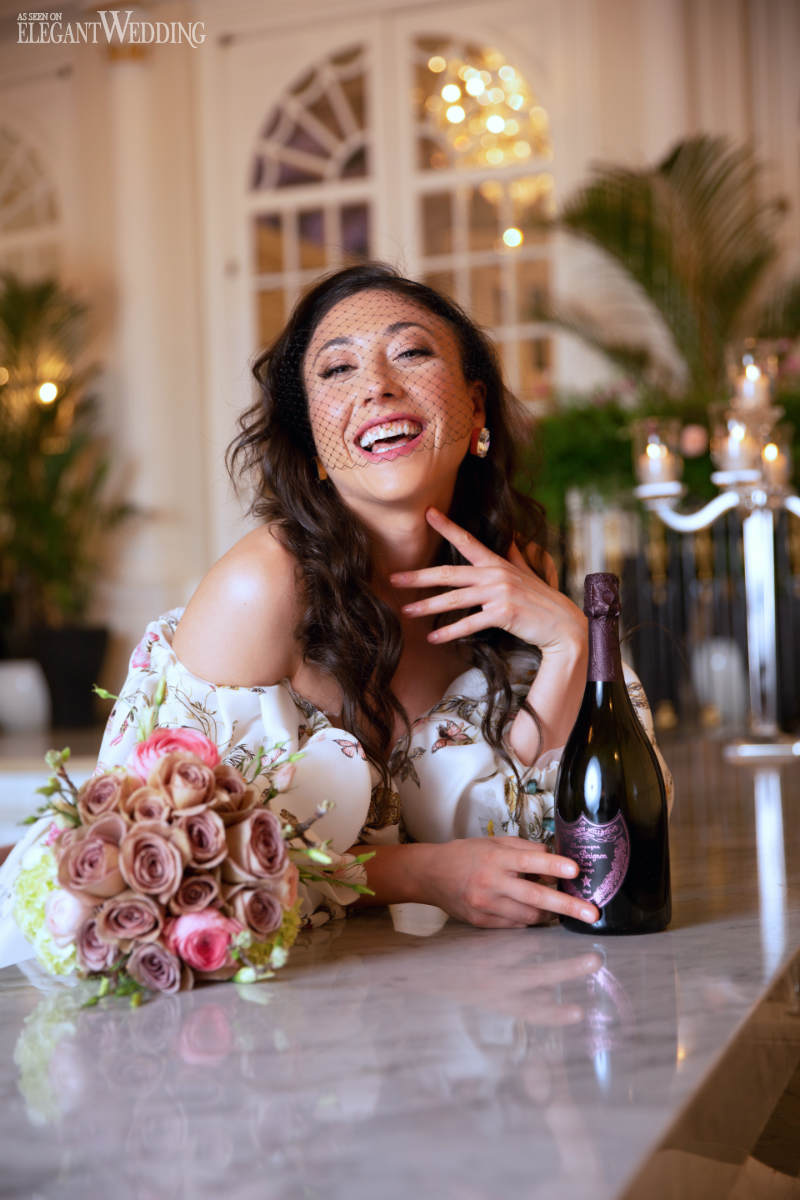 alain simon fleurs at The Ritz Carlton, bride with pink wedding dress