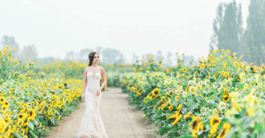 beautiful bride in a sunflower wedding theme