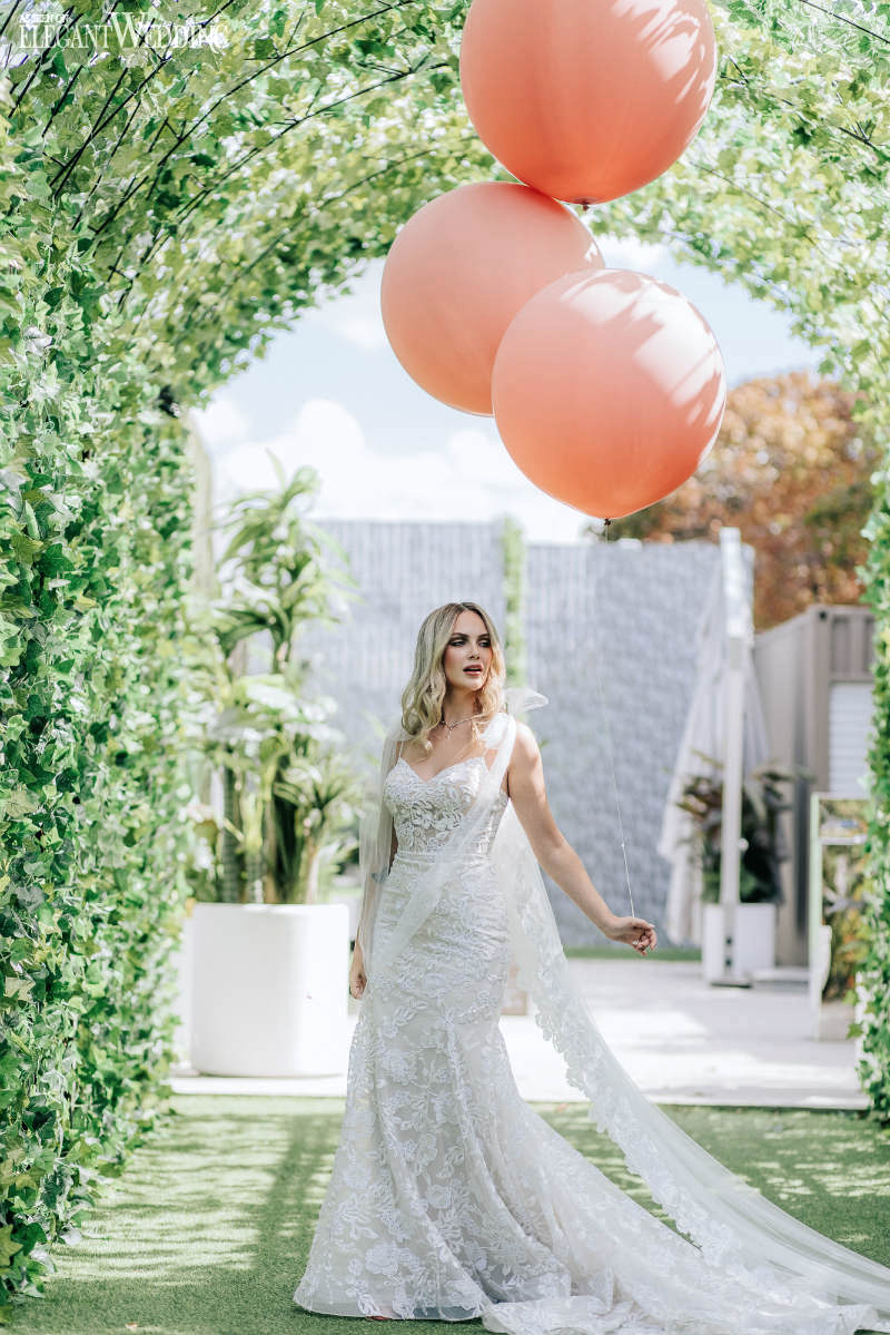 bride with balloons