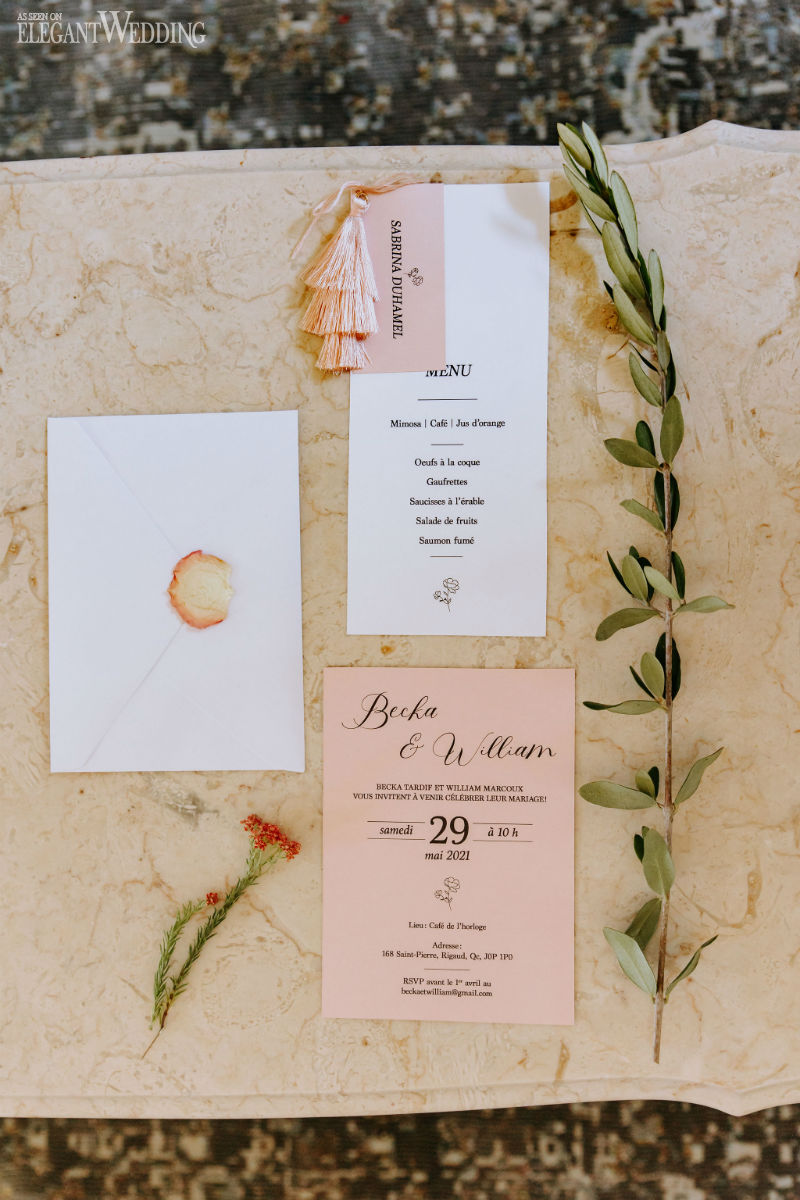 pink wedding invitation