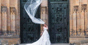 bride with long veil