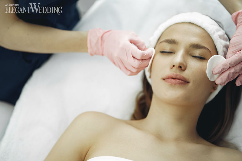 bride getting a facial