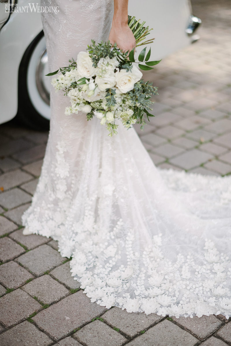 estate garden wedding bride with bouquet