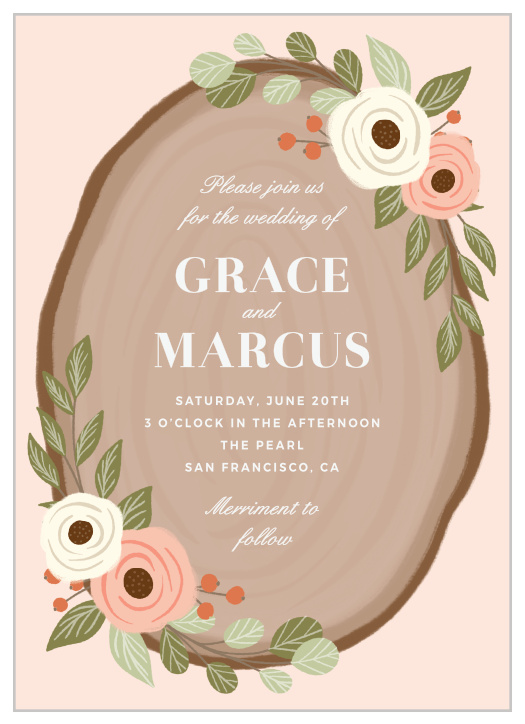 wood grain wedding invitation