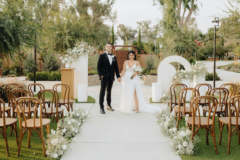 outdoor garden wedding ceremony