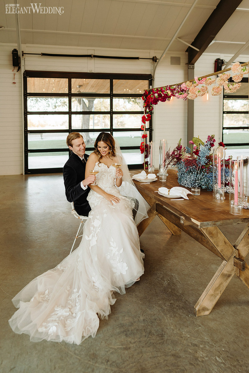 pink wedding table decor