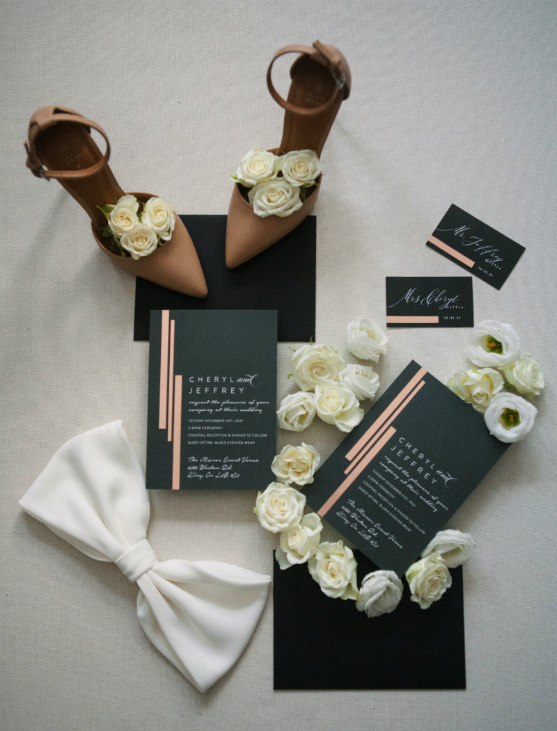 black and gold wedding invitations