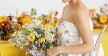 bride with yellow wedding theme