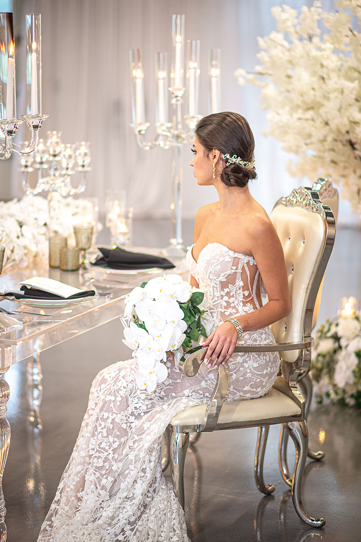 sweetheart table for the bride and groom