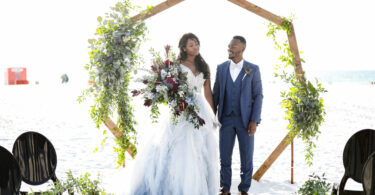 velvety blue hues on a beach wedding