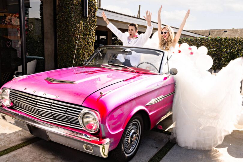 barbie wedding theme pink car