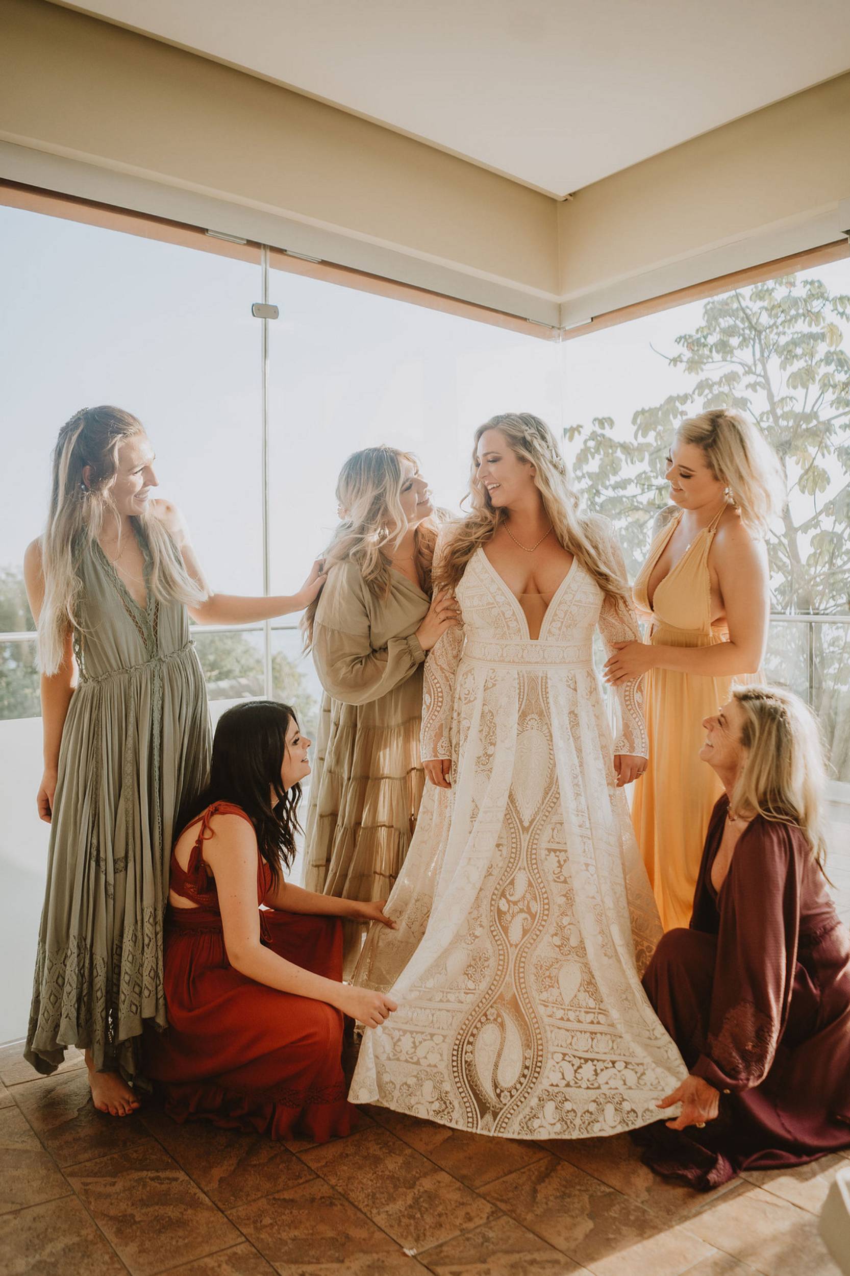 boho inspired bride with here tribe