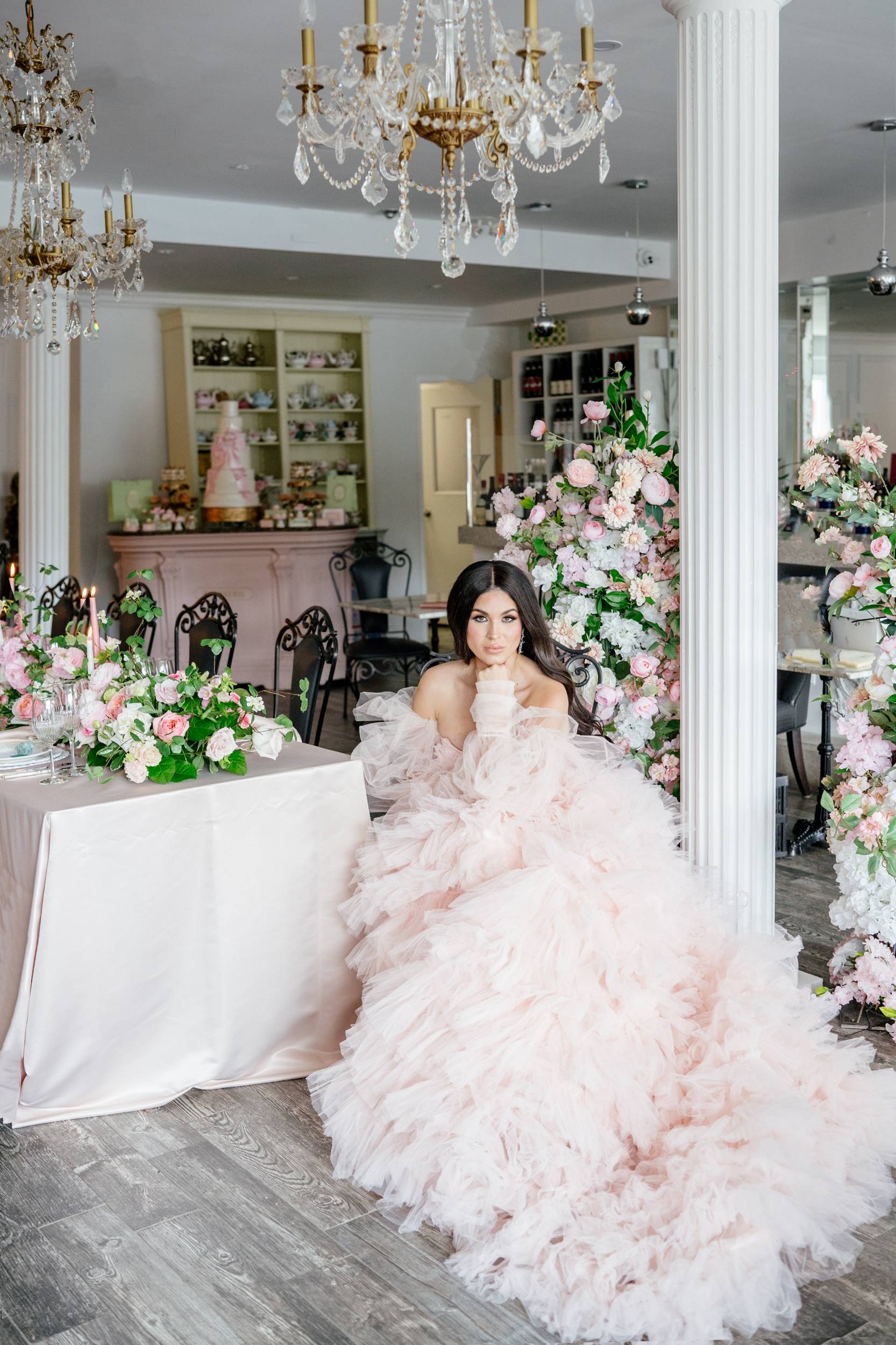 pink bridal gown