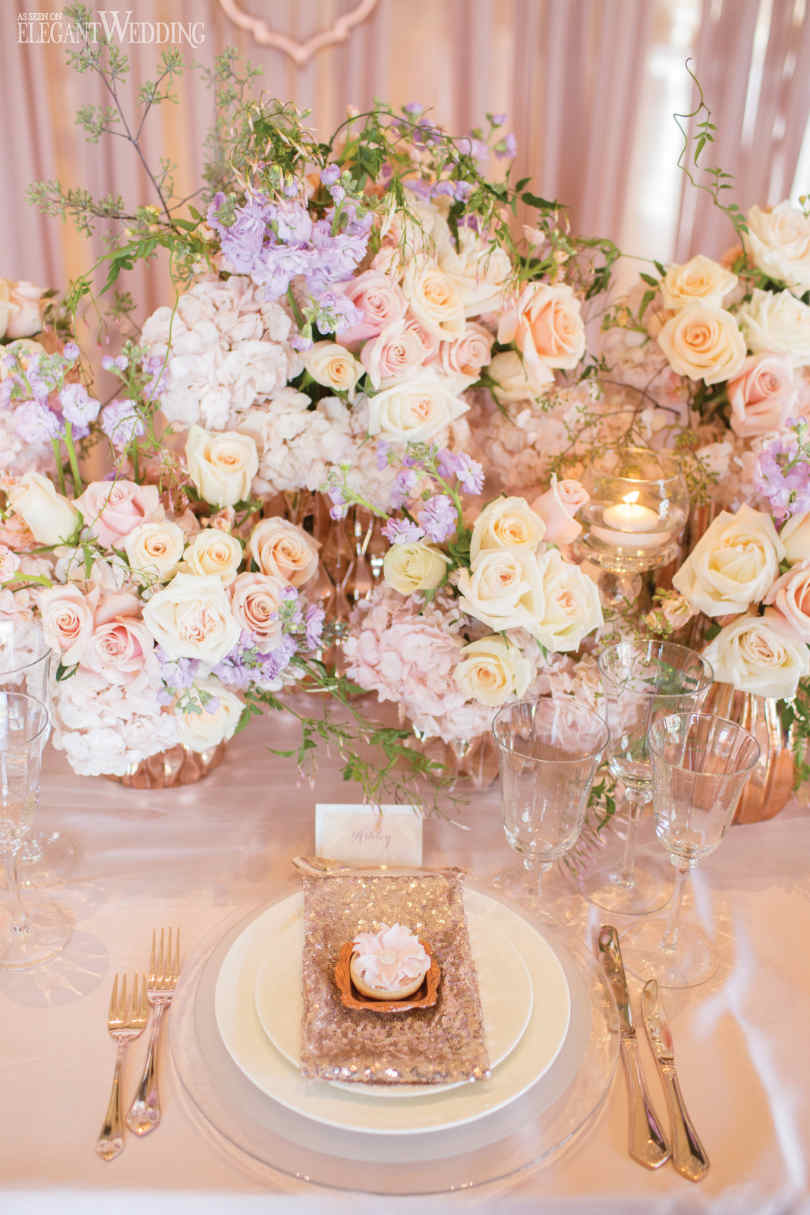 rose gold wedding decor