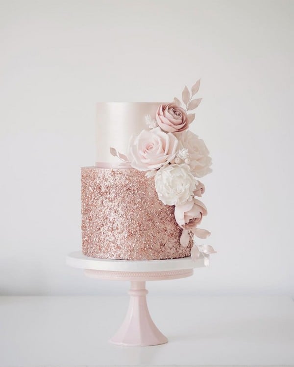 rose gold wedding cake