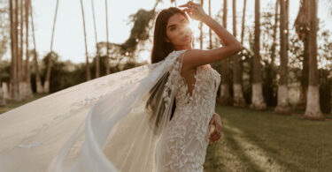 bride with a long veil