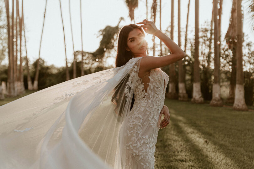 bride with a long veil