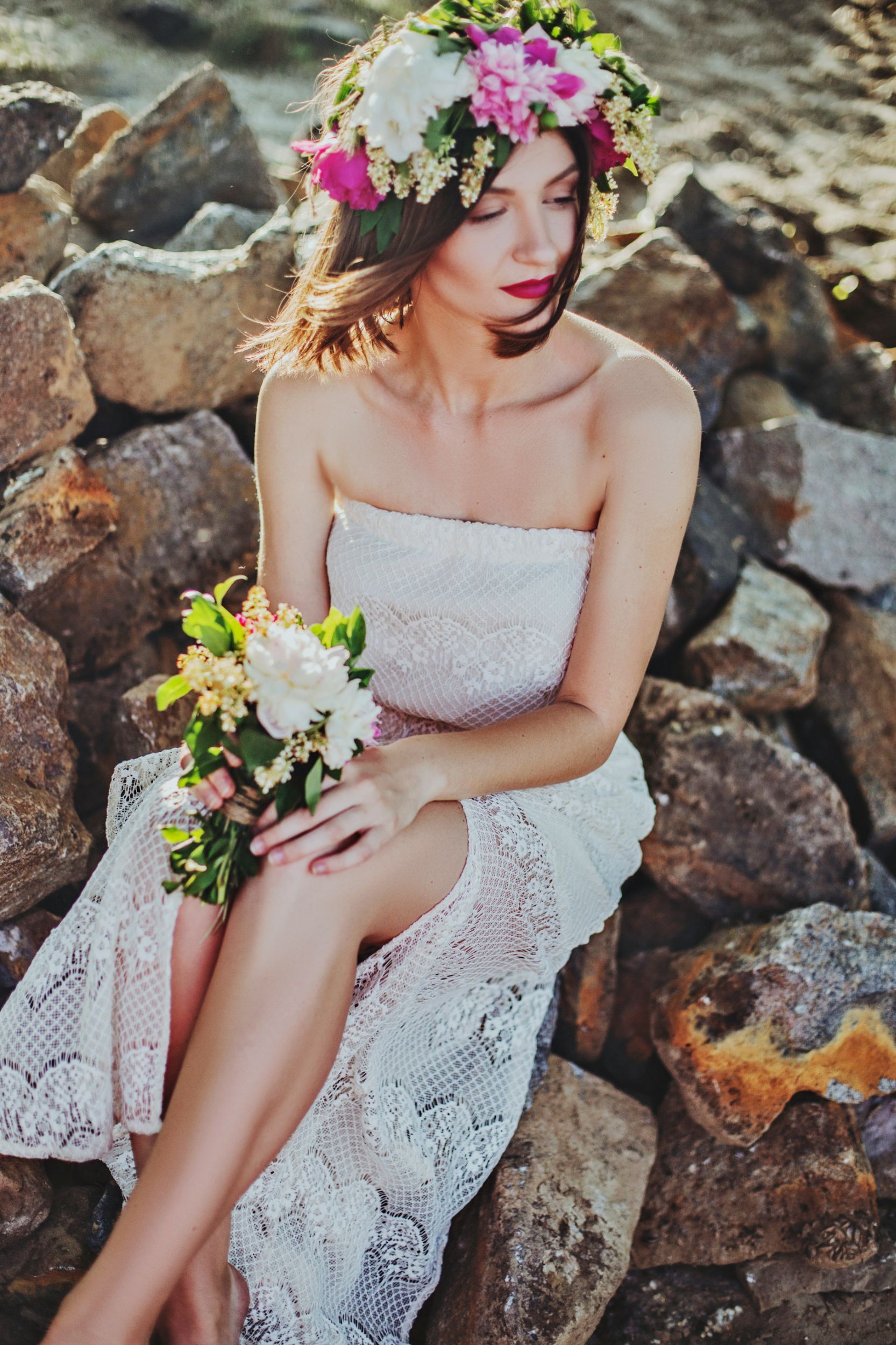 bride and her flowers