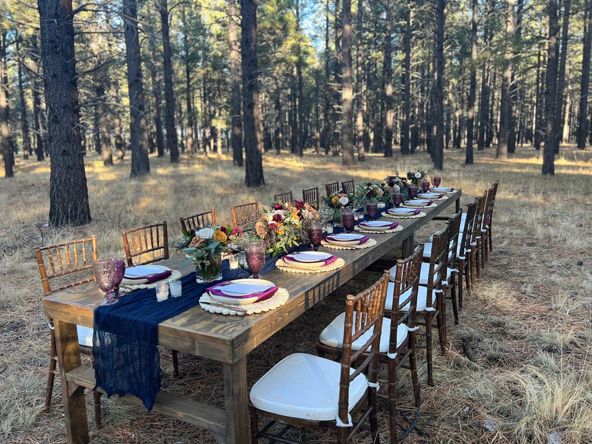 wedding dinner in the woods