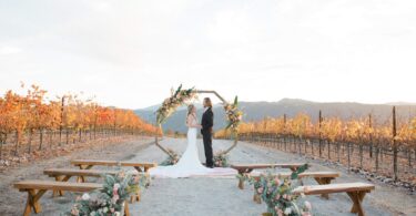 fall vineyard wedding ceremony