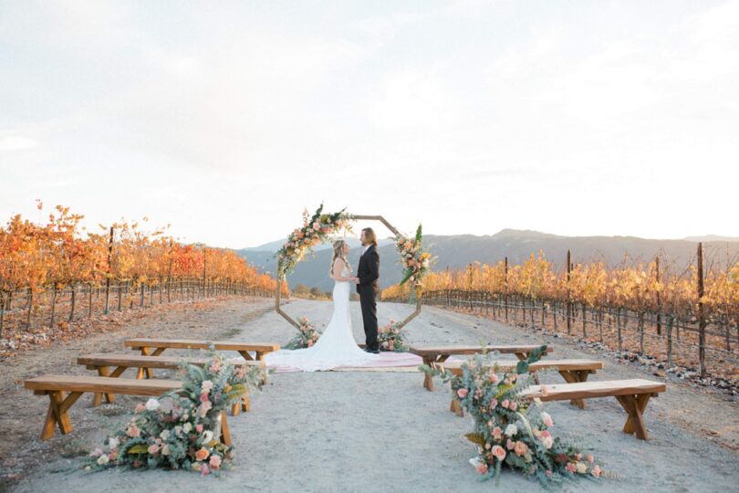 fall vineyard wedding ceremony