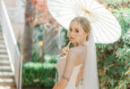 bride with umbrella