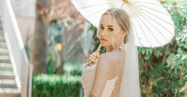 bride with umbrella